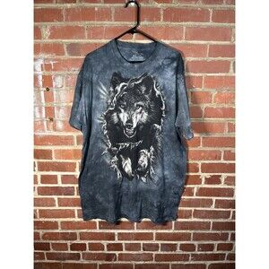 The Mountain Wolf Wolves Breakout Print Nature Animals Tie Dye Shirt Y2K Sz XXL